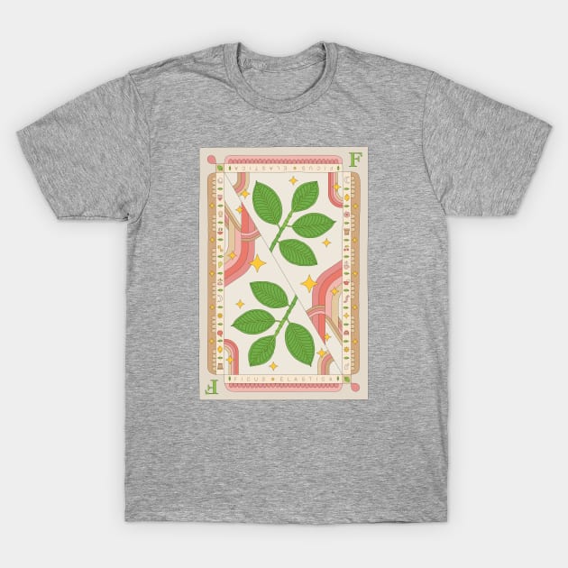 Ficus Elastica Rubber Plant Illustration with Playing Card Design for Plant Mom Plant Daddy T-Shirt by annagrunduls